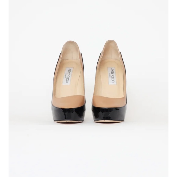 Jimmy Choo Sepia Two Tone Nude & Black Patent Heels - Picture 2 of 13